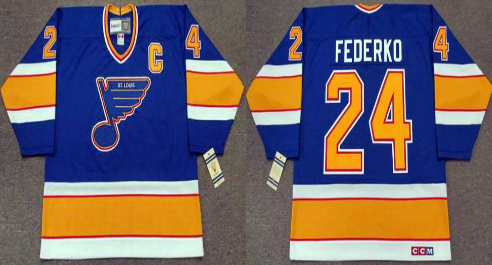 2019 Men St.Louis Blues #24 Federko blue style2 CCM NHL jerseys